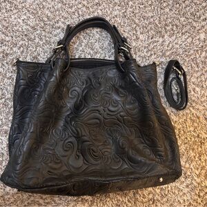 Made in Italy - Black Embossed - Women's Bag - Genuine Leather